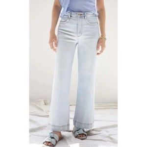 Anthropologie Maeve Women Wide-Leg  Light Blue Wash Preppy Jeans Pants Size 32